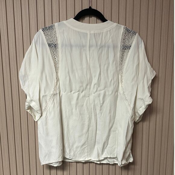 Reiss Harlowe Lace Inset Top Cream Size 10 - Picture 3 of 10